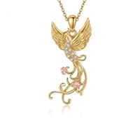 URONE Phoenix Necklace Rising Phoenix Pendant Good Luck Necklace | 925 Sterling Silver/Black Gold/Yellow Gold Rising Phoenix Necklace Phoenix Jewellery Gifts for Women