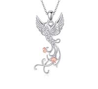URONE Phoenix Necklace Rising Phoenix Pendant Good Luck Necklace | 925 Sterling Silver/Black Gold/Yellow Gold Rising Phoenix Necklace Phoenix Jewellery Gifts for Women