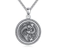 URONE Pisces Necklace 925 Sterling Silver Pisces Pendant And Chain Constellation Necklaces Jewellery Birthday Gifts for Women Men