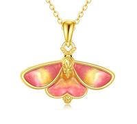 URONE Rosy Maple Moth Necklace S925 Sterling Silver Red Moth Pendant Necklaces Insect Jewellery Gifts for Women