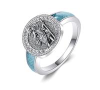 URONE Saint Christopher Ring 925 Sterling Silver Archangel Christopher Signet Ring Religious Jewelry Gift for Women Men #7