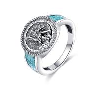 URONE Saint Michael Ring 925 Sterling Silver Archangel Michael Signet Ring Religious Jewelry Gift for Women Men #8