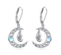 URONE Sterling Silver Dangle Opossum Moon Dangle Earrings