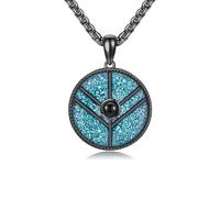 URONE Viking Shield Necklace 925 Sterling Silver Turquoise Lagertha Inspired Maidens Pendant Necklaces Black Viking Lagertha Jewellery Gifts for Women Men