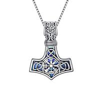 URONE Viking Thor's Hammer Pendant Necklace Sterling Silver Celtic Knot Mjolnir Nordic Viking Jewellery Gift for Men