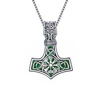 URONE Viking Thor's Hammer Pendant Necklace Sterling Silver Celtic Knot Mjolnir Nordic Viking Jewellery Gift for Men