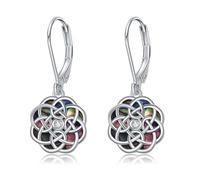 URONE Wiches Knot Earrings 925 Sterling Silver Celtic Knot Dangle Earrings Abalone Shell Witches Protective Jewellery Gifts for Women