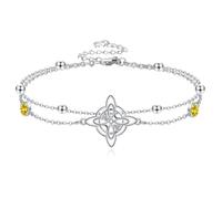 URONE Witches Knot Bracelet Sterling Silver Celtic Knot Birthstone Layered Bracelet Wicca Birthday Jewellery Gifts for Women-November Birthstone