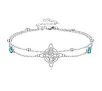 URONE Witches Knot Bracelet Sterling Silver Celtic Knot Birthstone Layered Bracelet Wicca Birthday Jewellery Gifts for Women-December Birthstone