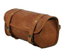 Urooj Handicraft Genuine Goat Leather Vintage Motorcycle 2 Strap Buckle Closure Tool Brown Bag Quick Release Clasp Reinforced for Handlebars,Forks, Sissy Bar - 10" Christmas New Year Gift Idea