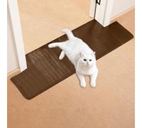 Uross Carpet Protector for Pets -110CM Brown Round Corner Plastic Carpet Protector, Under Door Scratcher for Doorway, Anti Cat Scratch Stoper Mat, Stop Cats from Scratching Protection