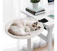Uross Cat Desk Bed - 180° Rotating Soft & Comfortable Rabbit Fur Bed, Modern Indoor Cat Nest Furniture for Office Desks and Game Tables, Island Table-Supports 50 lbs (Beige)