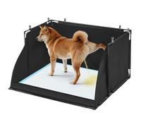 Uross Dog Pee Pad Holder with High Walls, Foldable Indoor Puppy Potty Training Station, Extra Large No-Spill Pet Litter Box Toilet for Male Dogs to Stop Peeing in House- Black