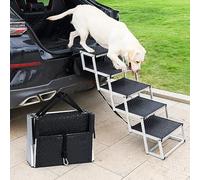 Uross Foldable Folding Dog Step for Car 5 Steps - Collapsible Doggie Stairs Ramp for Car and SUV, Aluminum Dog Ramp Stairs for Large Dogs,Telescoping Pet Step Ladder for Truck
