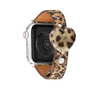 URPANDA Compatible with Apple Watch Band 42mm 44mm 45mm 46mm 49mm for Women, Heart Tortoise Thin Slim Leopard Genuine Leather Strap for iWatch Band Series 10 9 8 7 6 5 4 3 2 1 SE Ultra 2