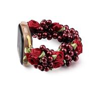 Urpanda Flower Band Compatible with Apple Watch Bands for Women 38mm 40mm 41mm 42mm, Elastic Boho Bracelet Stretchy Fabric Cute Vacation Floral Wedding Rose iWatch Band Series 11 10 9 8 7 6 5 4 3 2 1