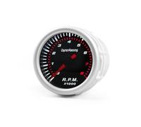 URPIZY 2 Inch 52mm Black Face LED Tachometer Gauge 0-8000 RPM for 12V Cars, White LED Display