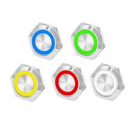 URPIZY 3 pcs 19 mm Metal Push Button Switch with LED Light, Momentary Action, 12 for V 24 for V Waterproof Automotive and Industrial Use, Short