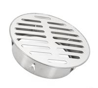 URPIZY Bottom Outlet Stainless Steel Grid Floor Ground Waste Drain Gully Trap Sewerage Floor Ground Drain Round Pattern Grid Pipe Diameter Horizontal Outlet Floor Drain(125mm)