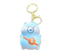 URPIZY Creative Cartoon Bubble Blowing Keychain with Music, Cute Squeezing Stress Relief Toy Pendant School Bag Car Brown(Blue)