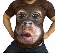 URPIZY Men Casual Sport 3D Printed T-Shirt Tops Short Sleeve Graphic Tee Blouse Monkey Face Gorilla