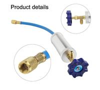URPIZY R134A R12 Hand Turn Pump Oil and Dye Injector for Vehicle A/C, 1/4" SAE Male to Female Adapter, 600-3000PSI, 2 oz Capacity, Aluminum Alloy and Copper