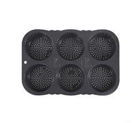 URPIZY Silicone Hamburger Bun Moulds, 6 Cavities Hamburger Bun Pans for Baking, Burger Bread Tray Maker for Kichen Baking Cake Pie Custard