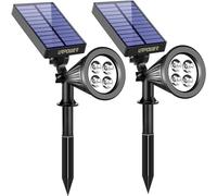 URPOWER Solar Lights 2-in-1 Solar Powered 4 LED Adjustable Spotlight Wall Light Landscape Light Bright and Dark Sensing Auto On/Off Security Night Lights for Patio Yard Driveway Pool
