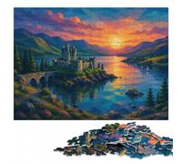 Urquhart Castle at Sunset Wooden Jigsaw Puzzle 300 Pieces, Hobby Gift | Adult Puzzle: Christmas puzzle gift for adults, screen-free home activity.