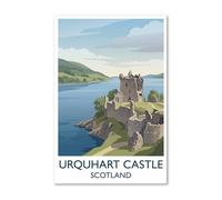 Urquhart Castle, Scotland - Loch Ness Ruins & Highland Romance Travel Poster Gi Print on Canvas