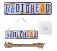 URROMA 1 Piece Metal Decorative License Plate,RADIOHEAD Vintage License Plate Front of Car,Tin Sign For Bar Hippie Decor for Bar Bedroom