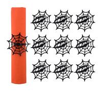 URROMA 10 PCS Black Napkin Rings, Metal Spider Web Napkin Clasp Spooky Serviette Holder Buckles for Halloween Party Supplies Gatherings Table Decorations