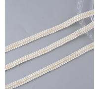 URROMA 10 Yards Faux Pearl Ribbon Golden Embroidered Lace Trim Vintage Edging Fabric Applique for Costume Sewing DIY Lamp Shade Wedding Decors,15MM