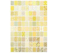 URROMA 100Pcs Brilliant Garden Diary Scrapbook Papers, Yellow Tone Junk Journal Craft Supplies Cardstock Vintage Decoupage Paper for Cardmaking