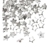 URROMA 100Pcs Silvery Alloy Star Buttons for Crafts, Retro Metal Buttons Five-Pointed Star Buttons Easy to Sew on Embellishments for DIY Crafts，15mm