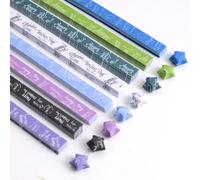 URROMA 1080 Pcs Colorful Origami Star Paper Strips, 8 Designs English Letters Print Lucky Star Paper Strips for DIY Handcrafts, School Teaching