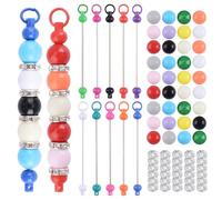URROMA 10Pcs Multicolor Beadable Keychain Bar Set, Metal Keychain Accessories with 100Pcs Beads Easy Detachable Beaded Bars for DIY Craft Gifts