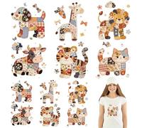 URROMA 12 PCS Patchwork Animal Dtf transfers Ready to Press, Puppy Kitten Paw Iron on Transfers Splicing Animals Dtf Prints for T-Shirts Hat Bag DIY Craft