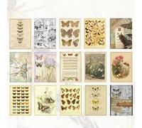 URROMA 120Pcs Mushroom Butterfly Retro Diary Scrapbook Papers, Cardstock Junk Journal Craft Supplies Vintage Decoupage Paper for Cardmaking