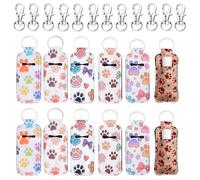 URROMA 12Pcs Cat's Paw Print Lipstick Holder,Sleeve Potable Chapstick Pouch Lip Balm Holder with Keychain Travel Mini Bag Stocking for Women