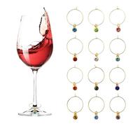 URROMA 12pcs Gold Constellation Wine Glass Charms Wedding Drink Markers Wine Accessories Wine Glass Marker Party Favors Stainless Steel
