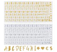 URROMA 16 PCS Letter Stickers, Self-Adhesive Alphabet Number Stickers With Glitter Gold And Silver, Decorations Craft for Scrapbooking Graduation Cap