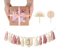 URROMA 1Pcs 1st Birthday Banner High Chair Banner Boho High Chair Fabric Garland Pink Wall Hangings for first Birthday Party