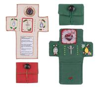URROMA 2 PCS Prayer Quilt,Scripture Quilts Pocket Prayer Handmade Sew Embroidered Blessing Prayer Quilt for Christian Spiritual Encouragement Gift