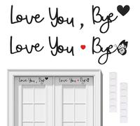 URROMA 2 Set Love You Bye Sign Above Door,Black Wood Sign Home Decor with Tape Boho Door Sign Wall Entryway Decorations for Family Art Gift