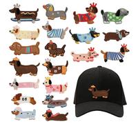URROMA 20 PCS Sausage Puppy Iron on Patches, Mixed Embroidered Iron on/Sew on Patches Dachshund Themed Applique for Clothes Hat Jeans DIY Accessories