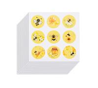 URROMA 20 Sheets Envelope Seals Stickers, 180 Pcs Total Yellow Bee Stickers Labels for Business Sealing Stickers for Packages Gift Box Small Business