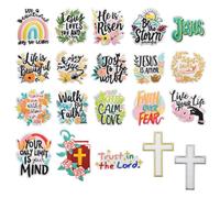 URROMA 20PCS Christian Embroidered Iron on Patches,Mixed Holy Bible Applique Sew on Patches Religious Sayings Jackets Hats Backpacks DIY Accessory