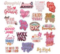 URROMA 20PCS Embroidered Iron on Patches,Believe in yourself Mixed Inspired Applique Sew on Patches for Mom Dad Friends Jackets Hats Backpacks DIY Accessory