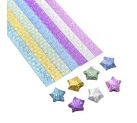 URROMA 210 Pcs Irregular Shining Paper Strips, 7 Colors Crafts Folding Lucky Strips Origami Stars Paper Strips for Crafts Folding School Teaching DIY Arts Projects Crafting Supplies